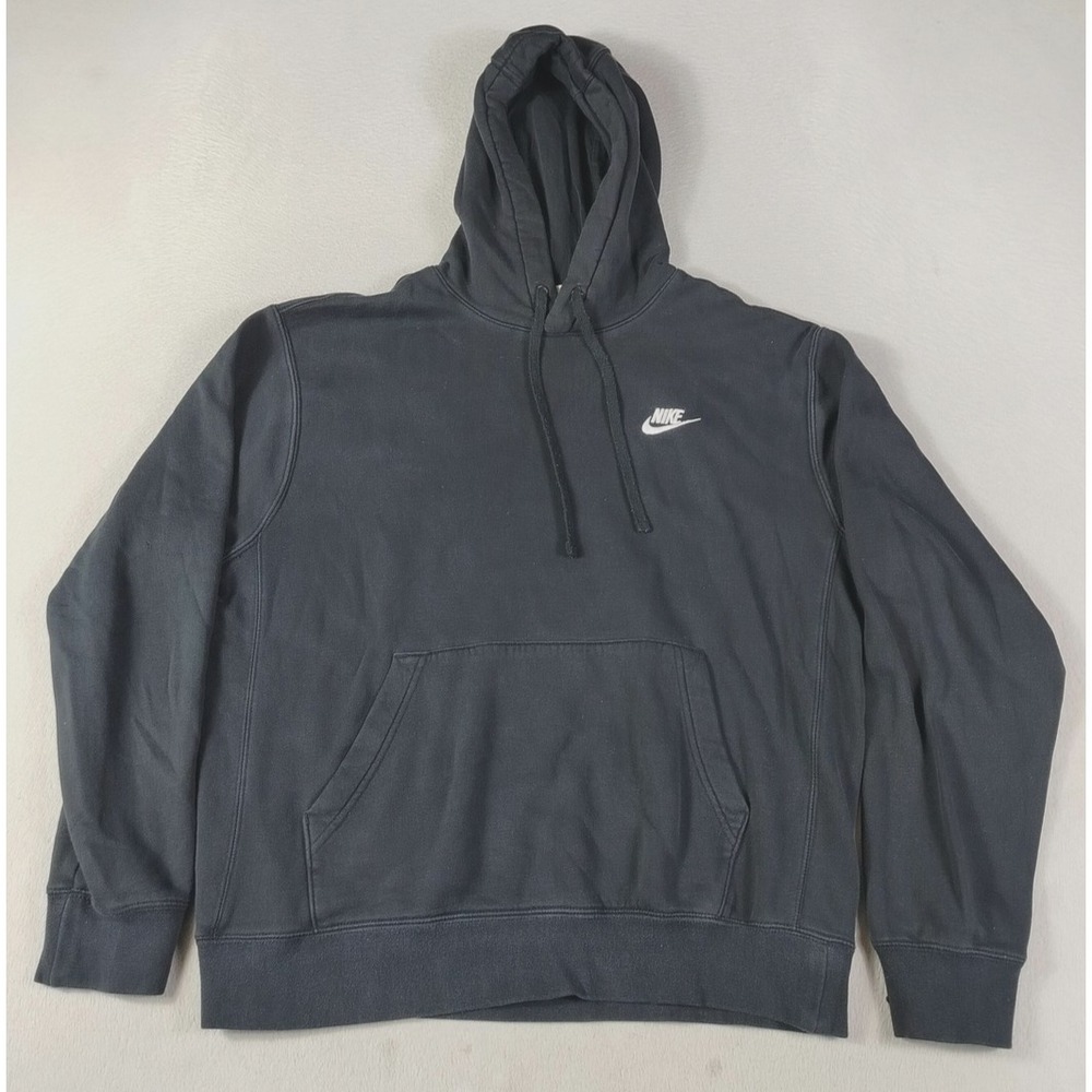 Nike Hoodie Sweatshirt Mens‎ Medium Black Club Sportswear Fleece Athleisure